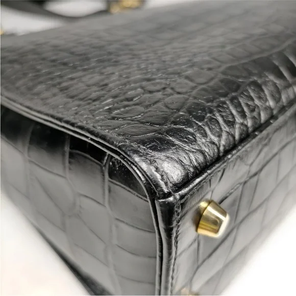 Versace Croc Embossed Leather Shoulder Bag - Picture 6 of 9